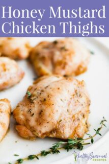 Chicken thighs up close with text overlay