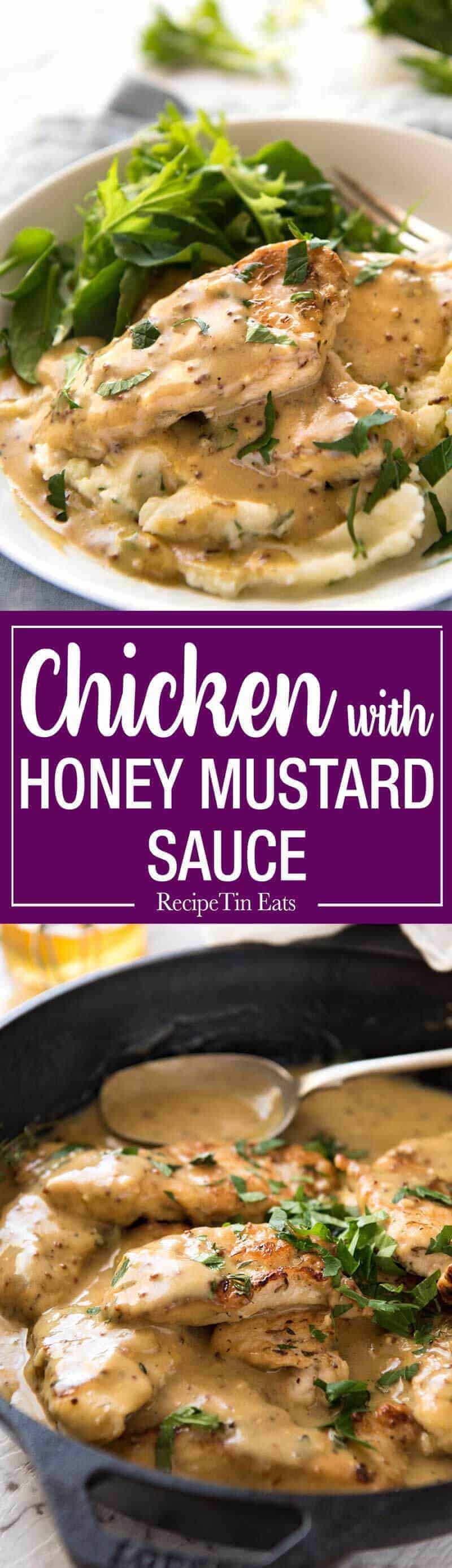 Honey Mustard Chicken - Chicken simmered in a homemade honey mustard sauce. Super easy, super fast! recipetineats.com